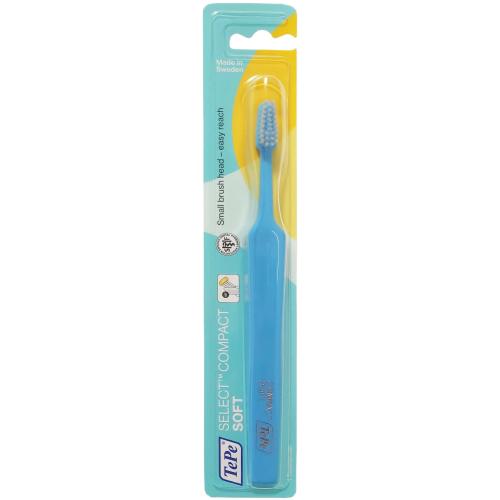 TePe Select Compact Soft Toothbrush Μαλακή Οδοντόβουρτσα με Μικρή Κεφαλή για Αποτελεσματικό Καθαρισμό 1 Τεμάχιο - Γαλάζιο